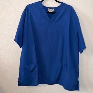 Neutral Uniforms Royal Blue V-Neck Short Sleeve Scrub Top size 2XL Plus —F